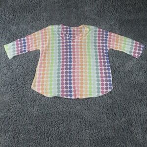 Atelier5 Blouse Shirt Womens XL Multicolor Rainbow Polka Dot 3/4 Sleeve Tunic